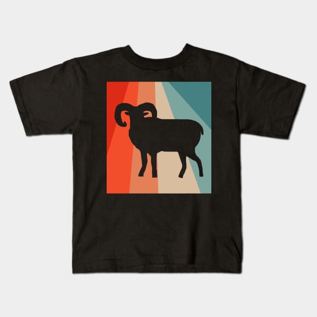 Vintage mouflon retro hunting horns antlers Kids T-Shirt by FindYourFavouriteDesign